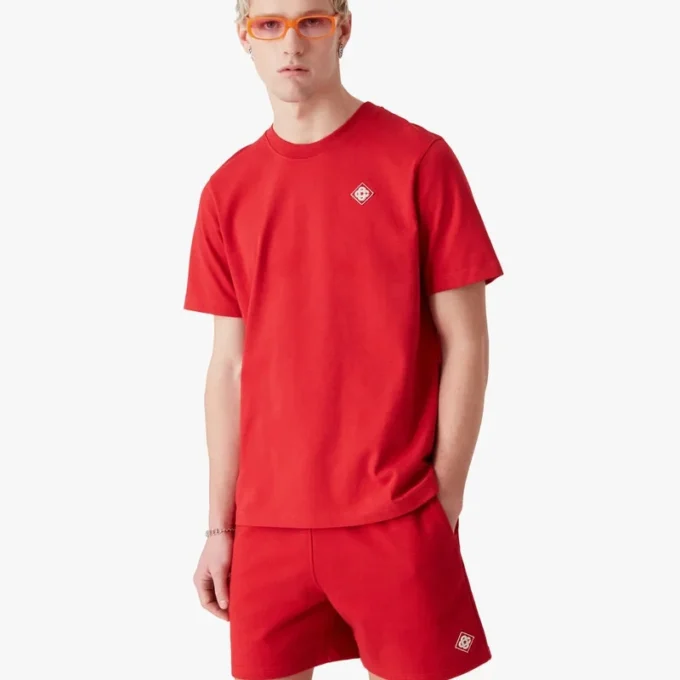 Kortærmet T-skjorte med rødt diamantlogo