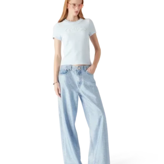 Kortærmet velour-Shorts-T-skjorte for kvinner