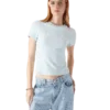 Kortærmet velour-Shorts-T-skjorte for kvinner