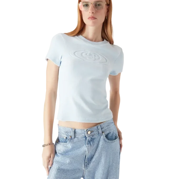 Kortærmet velour-Shorts-T-skjorte for kvinner