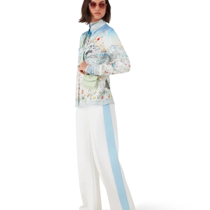 L’hiver Fleuri langermet skjorte i silketwill