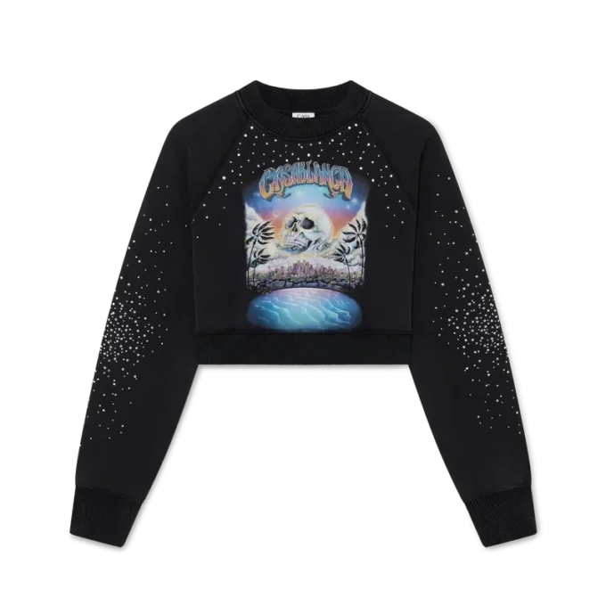 La Pramonition kort sweatshirt med krystallpynt
