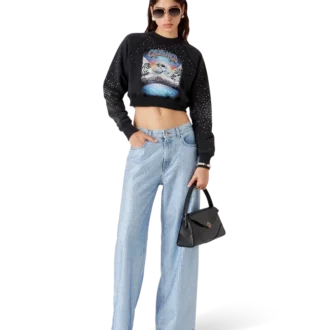 La Pramonition kort sweatshirt med krystallpynt