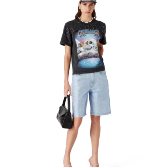 Denim Shorts med krystallpynt