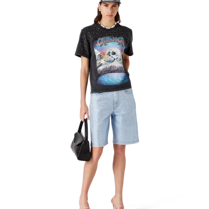 Denim Shorts med krystallpynt