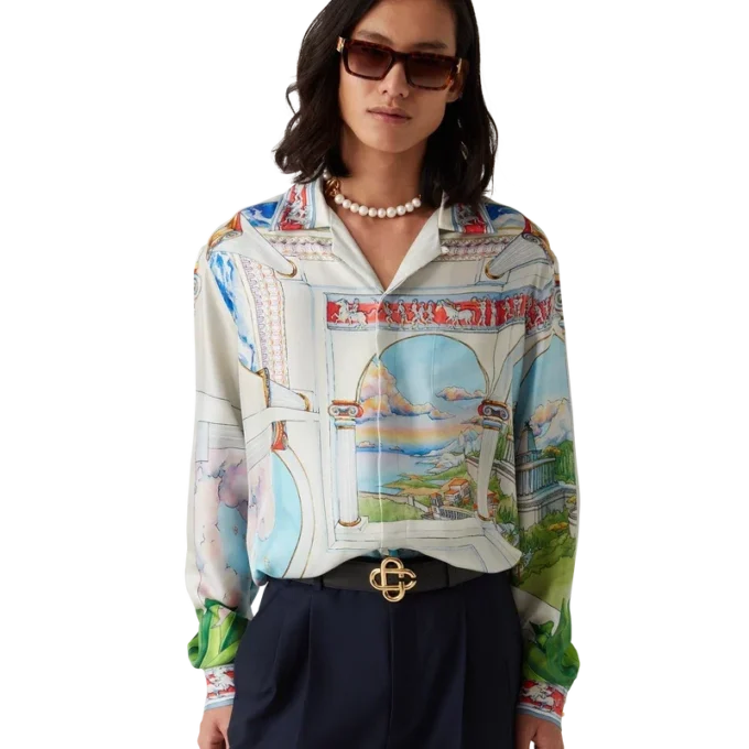 Le Passage langermet silkeskjorte