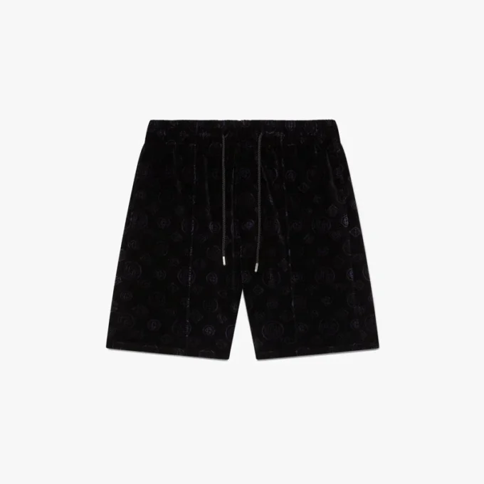 Lilla velourshorts med monogram