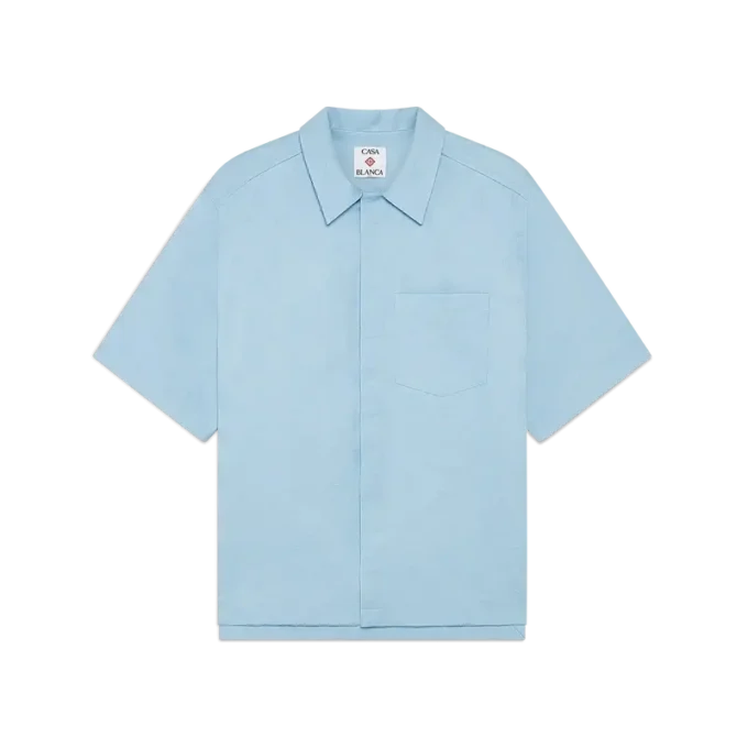 Lyseblå kortærmet skjorte med monogram