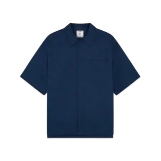 Marineblå kortærmet skjorte med monogram