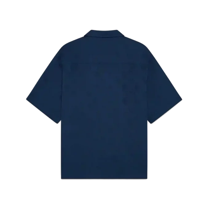 Marineblå kortærmet skjorte med monogram