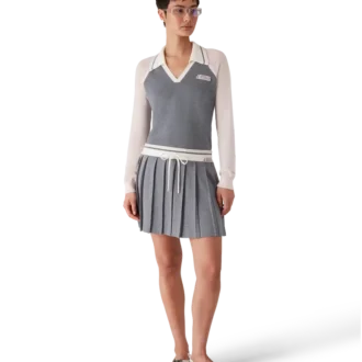Merino Tennis langermet pique-skjorte