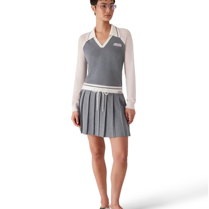 Merino Tennis langermet pique-skjorte