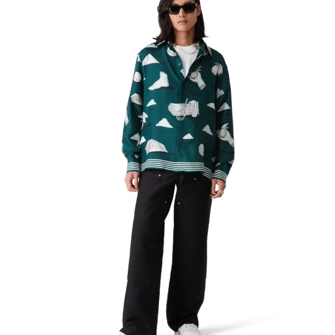 Metaphysical langermet silkeskjorte