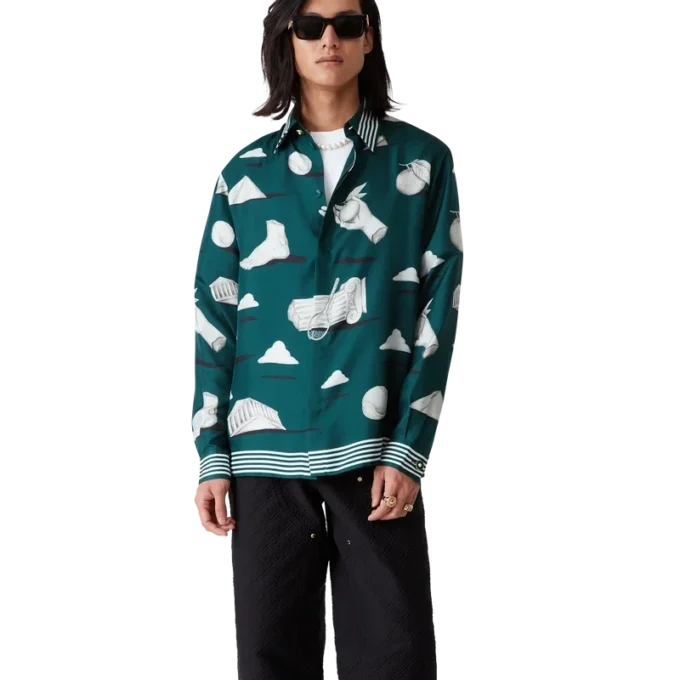 Metaphysical langermet silkeskjorte