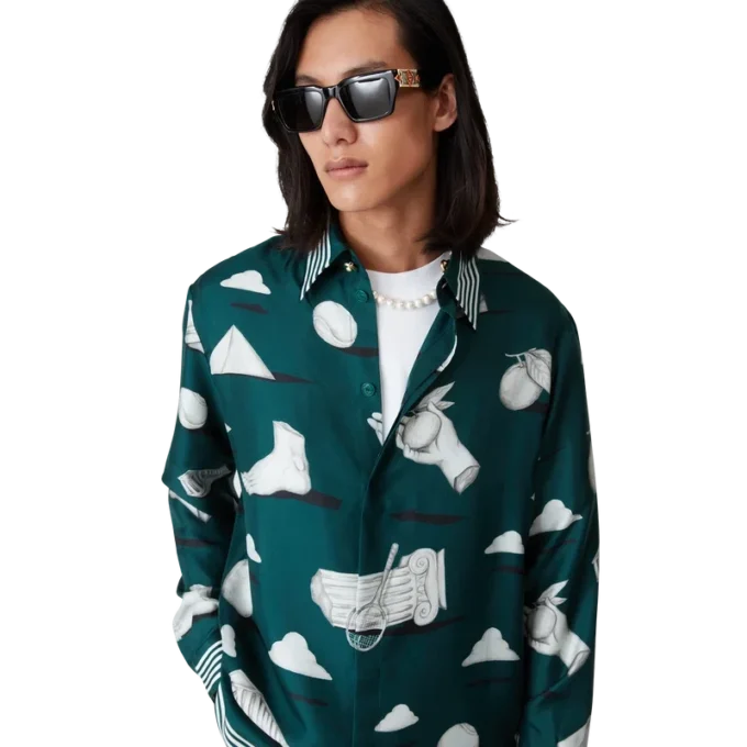 Metaphysical langermet silkeskjorte