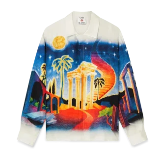 Midnight Acropolis langermet silkeskjorte