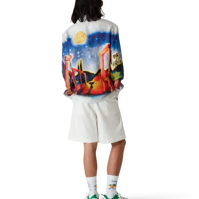 Midnight Acropolis silke-skjorte