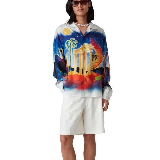 Midnight Acropolis langermet silkeskjorte Midnight Acropolis langermet silkeskjorte