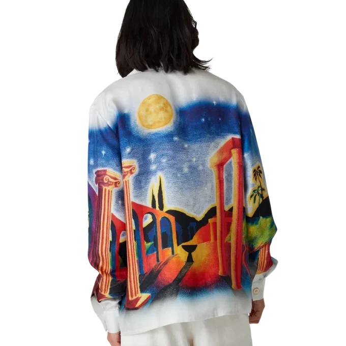 Midnight Acropolis silke-skjorte