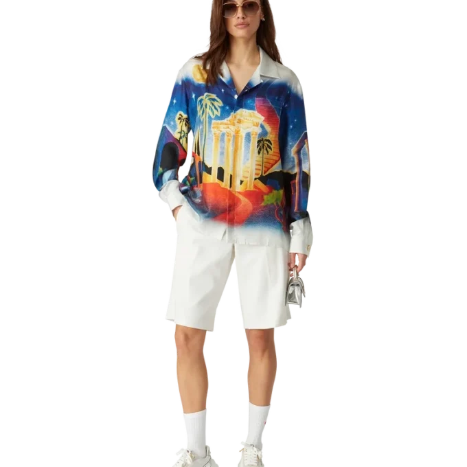 Midnight Acropolis silke-skjorte