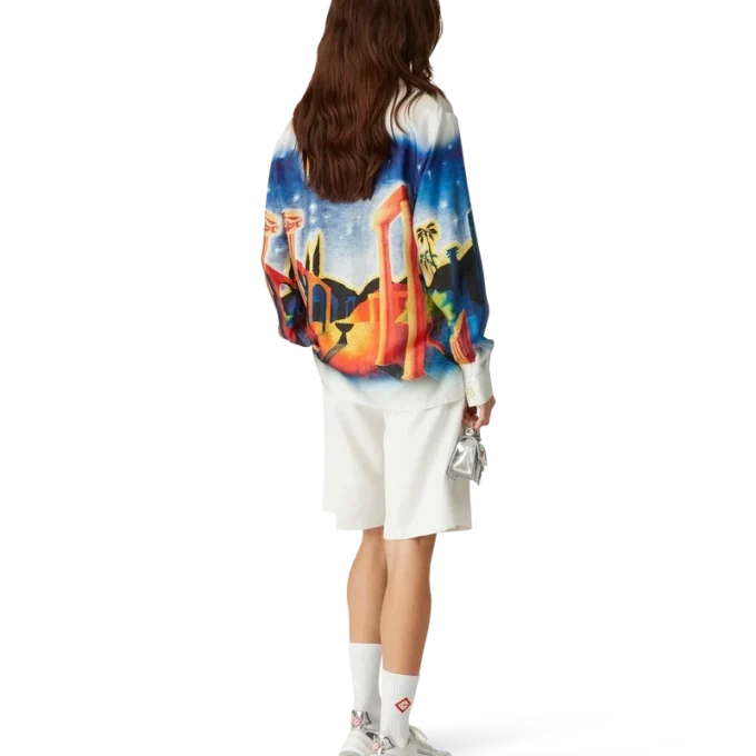 Midnight Acropolis silke-skjorte