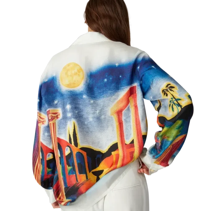 Midnight Acropolis silke-skjorte