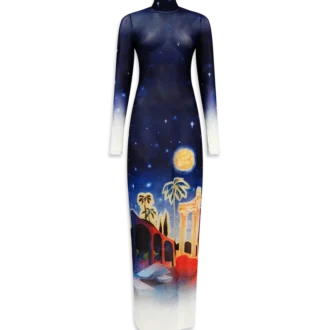 Midnight Acropolis Mesh-kjole