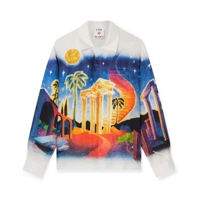 Midnight Acropolis silke-skjorte