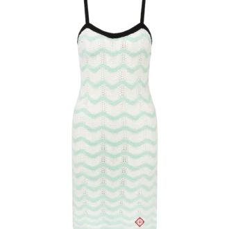 Mini-kjole i bomull med bølgemønster