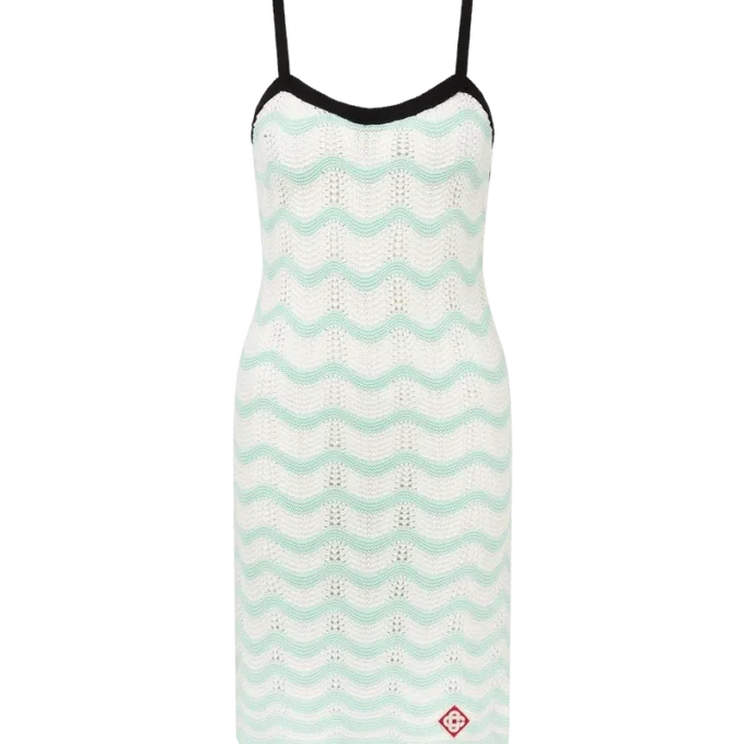 Mini-kjole i bomull med bølgemønster