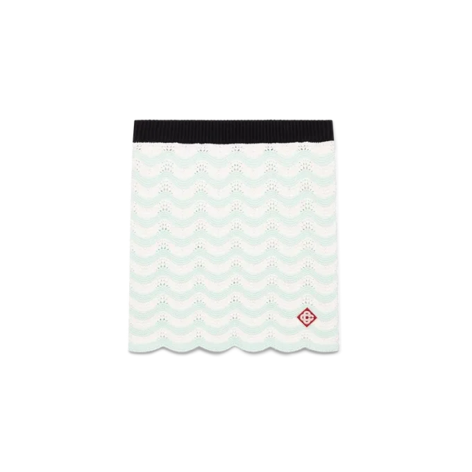 Mini-skjørt i bomull med bølgemønster