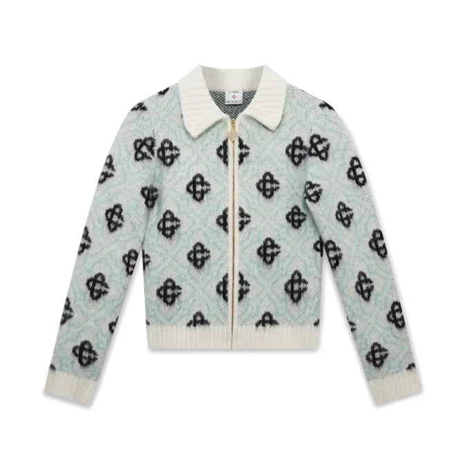 Mohair-genser med monogram og glidelås