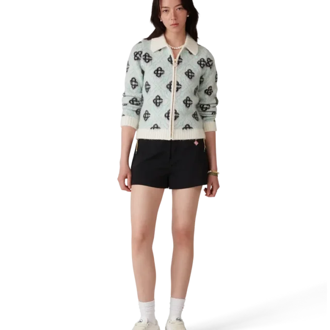 Mohair-genser med monogram og glidelås