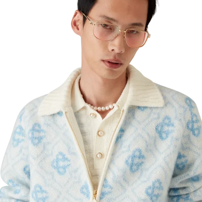 Mohair-genser med monogram og glidelås