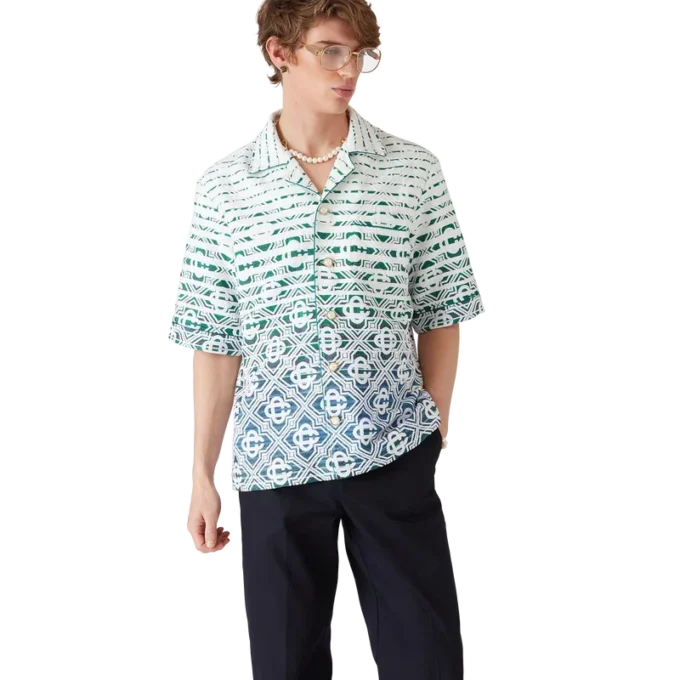 Monogram Gradient-frottéskjorte med korte ermer