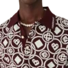 Monogram-pique-skjorte i bomullstrikk