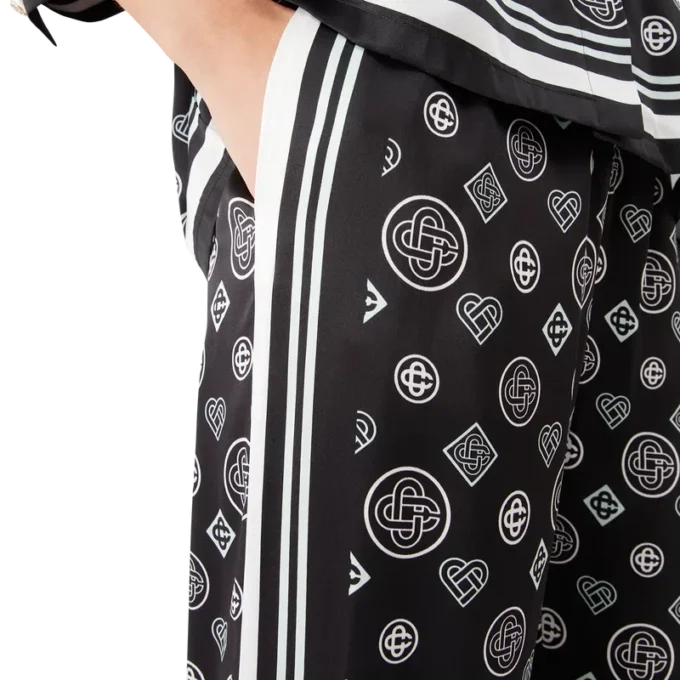 Monogram pyjamasbukser i silkesatin