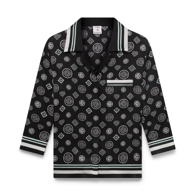 Monogram pyjamaskjorte i silkesatin