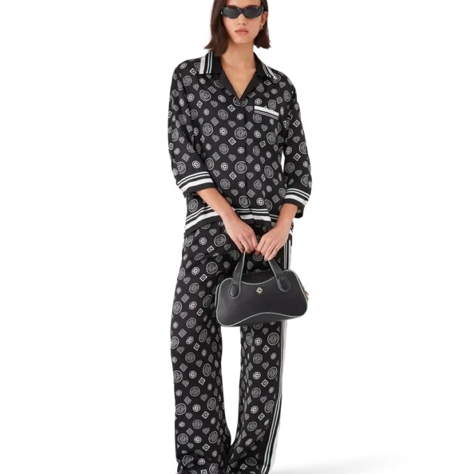 Monogram pyjamaskjorte i silkesatin