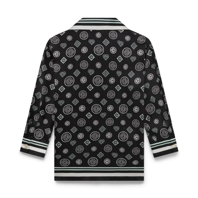 Monogram pyjamaskjorte i silkesatin