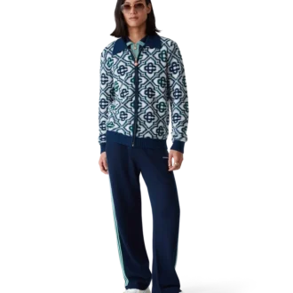 Monogram-strikkegenser med glidelås