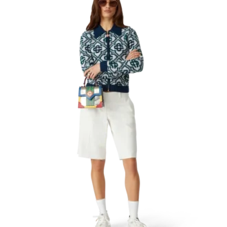 Monogram-strikkegenser med glidelås