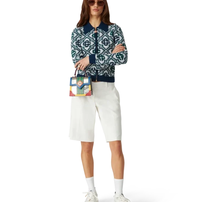 Monogram-strikkegenser med glidelås