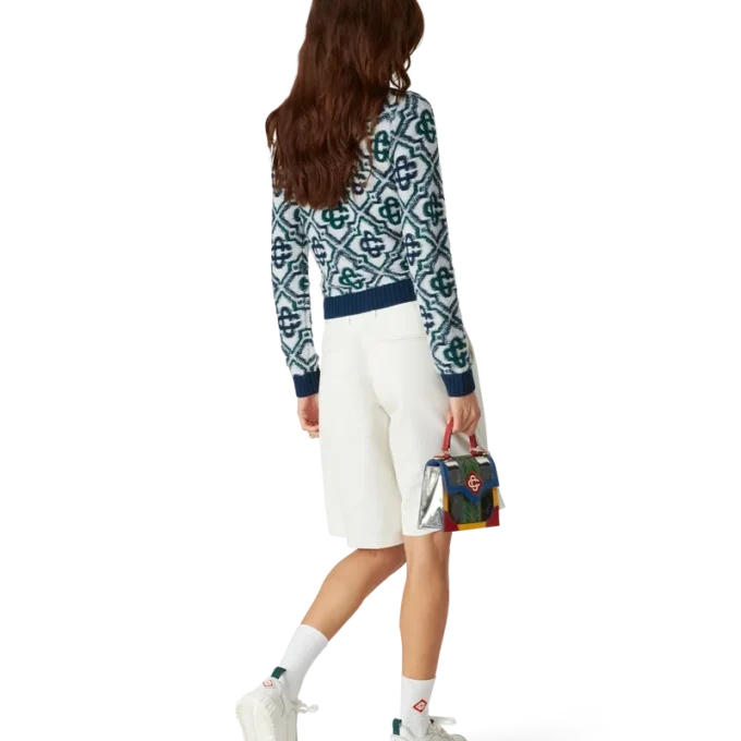 Monogram-strikkegenser med glidelås