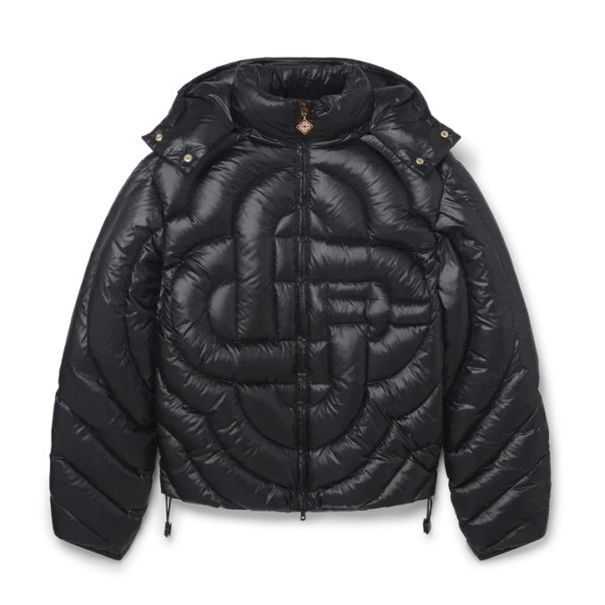 Monogram-vattert nylon-pufferjakke