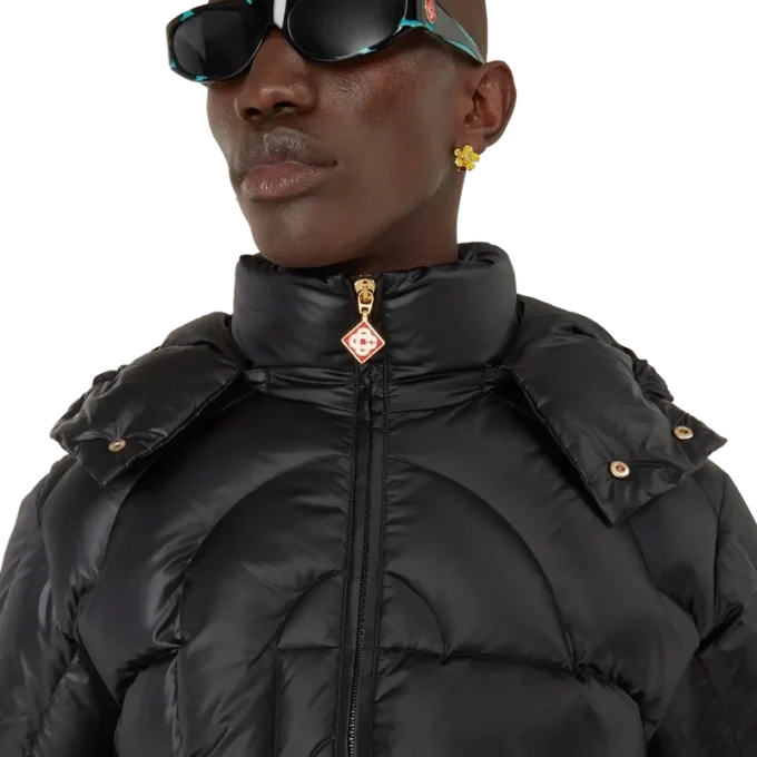Monogram-vattert nylon-pufferjakke