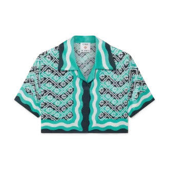 Monogram Wave kort silke-skjorte