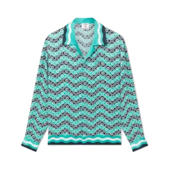 Monogram Wave langermet silkeskjorte