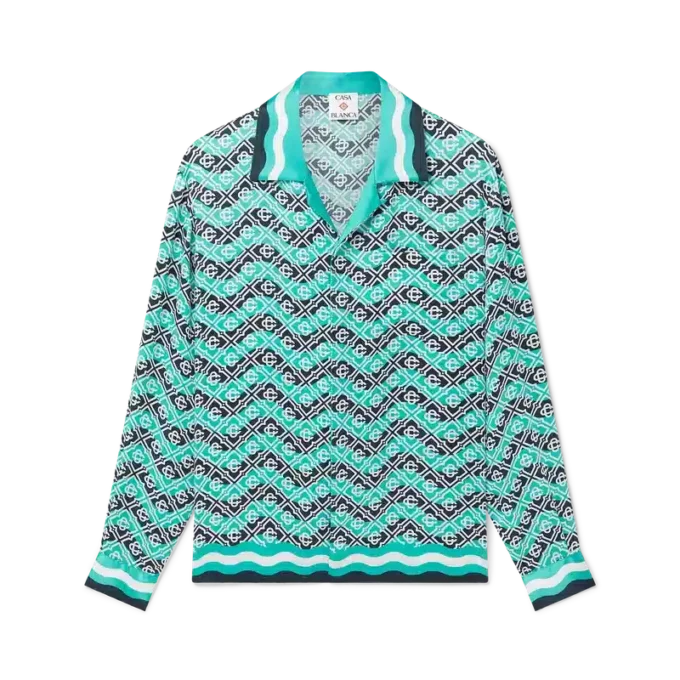 Monogram Wave langermet silkeskjorte Monogram Wave langermet silkeskjorte