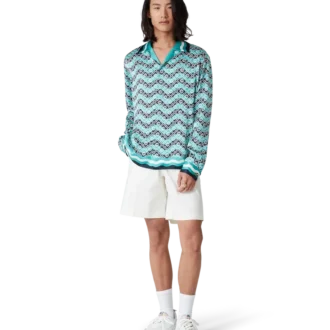Monogram Wave langermet silkeskjorte